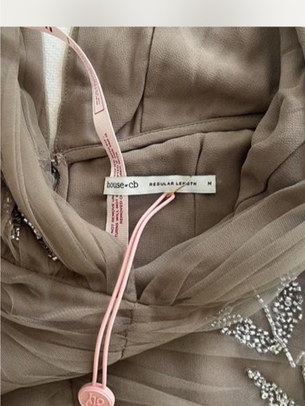 House of CB Iolana Olive Brown Embellished Tulle Mini Dress - Picture 3 of 5